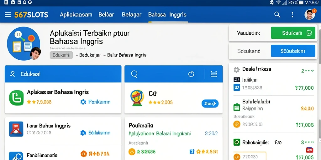 Tampilan antarmuka 567SLOTS untuk belajar Bahasa Inggris yang menarik.