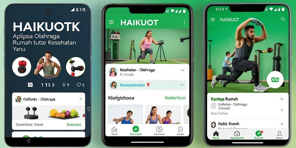Antarmuka HAIKUOTK menampilkan berbagai program olahraga untuk rumah.