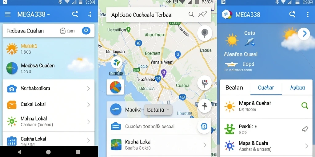 Antarmuka MEGA338 yang informatif untuk prakiraan cuaca lokal.