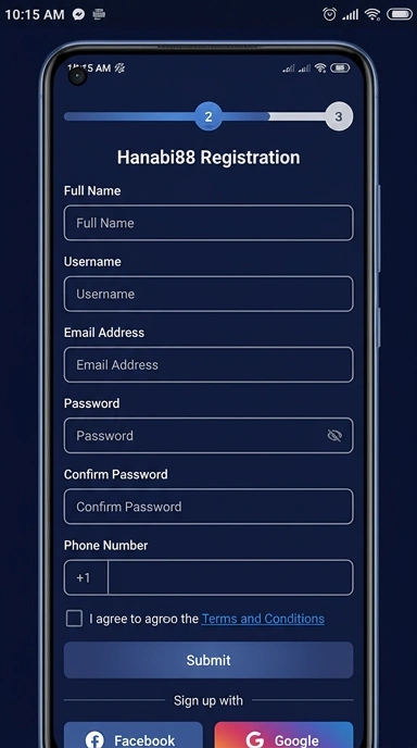 Tampilan halaman daftar hanabi88