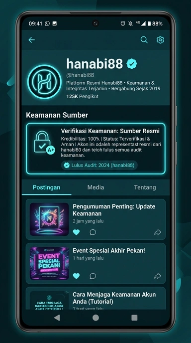 Tampilan kanal resmi hanabi88